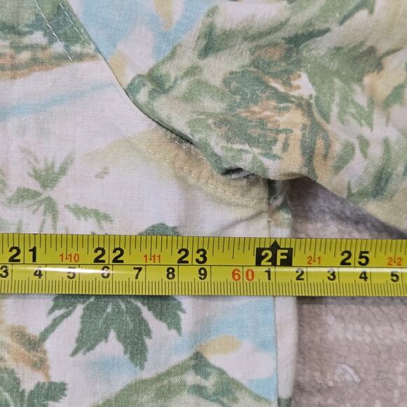 William Murray Bill Linen Hawaiian Button Down Shirt Golf Palm Trees Green XL - Picture 9 of 10